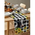 thumbnail image 5 of Table Runner Dresser Scarves 72 Inch Long, Animal Cow Yellow Flowers Buffalo Check Plaid Linen Dining Table Runners Farm Black Tabletop Scarf for Wedding Holiday Party Kitchen, 5 of 7