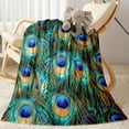 thumbnail image 2 of Luxurious Peacock Eye Flannel Throw Blanket – Vibrant, Colorful Nature-Inspired Design, Tear-Resistant, All-Season Comfort, Perfect for Bedroom or Living Room Decor, 2 of 6