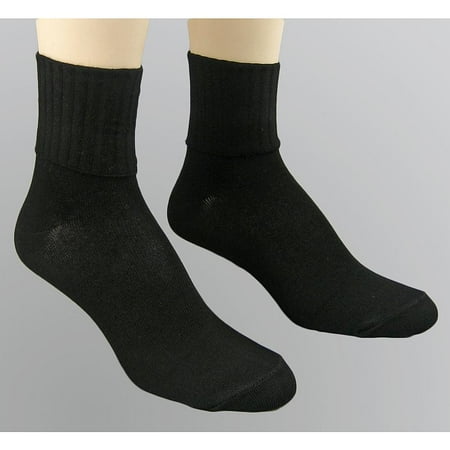 - Peds Women's Turn Cuff Sock 4 Pair Value Pack Black, Womens Size 5-10