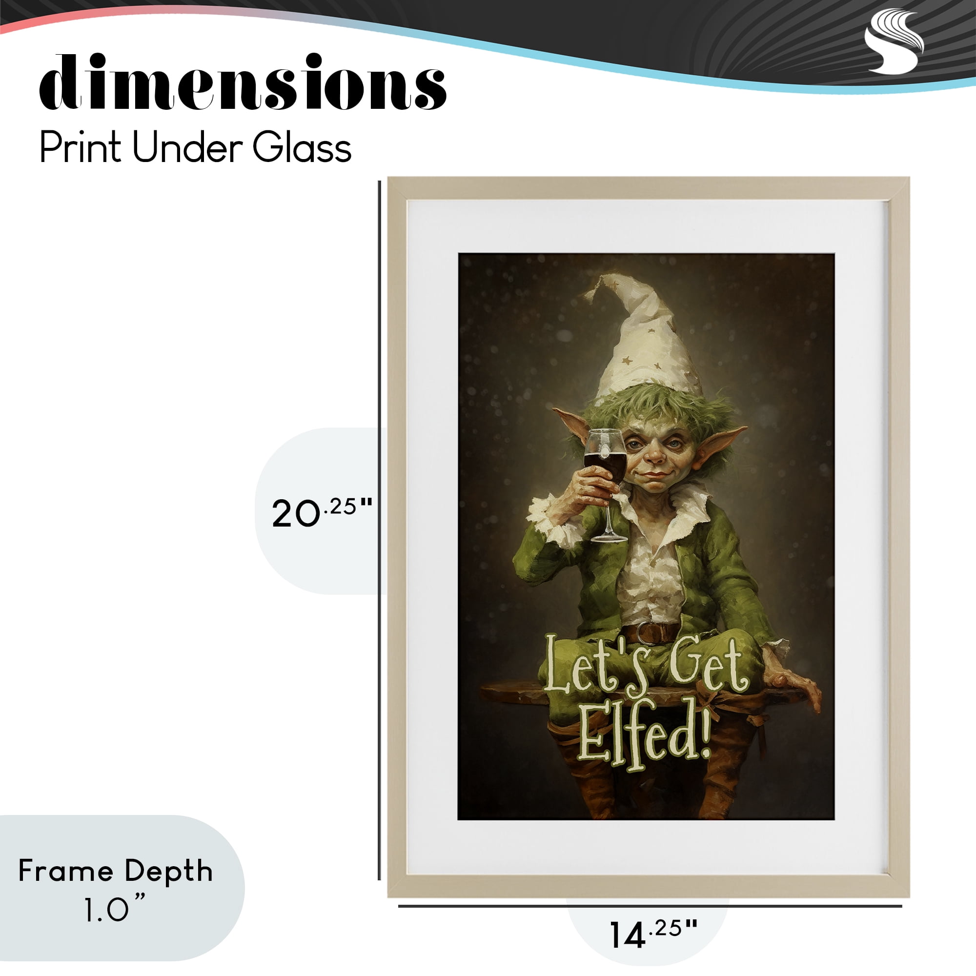 Stupell Industries Let's Get Elfed Birch Framed Print Under Glass, design by Tina LeCour