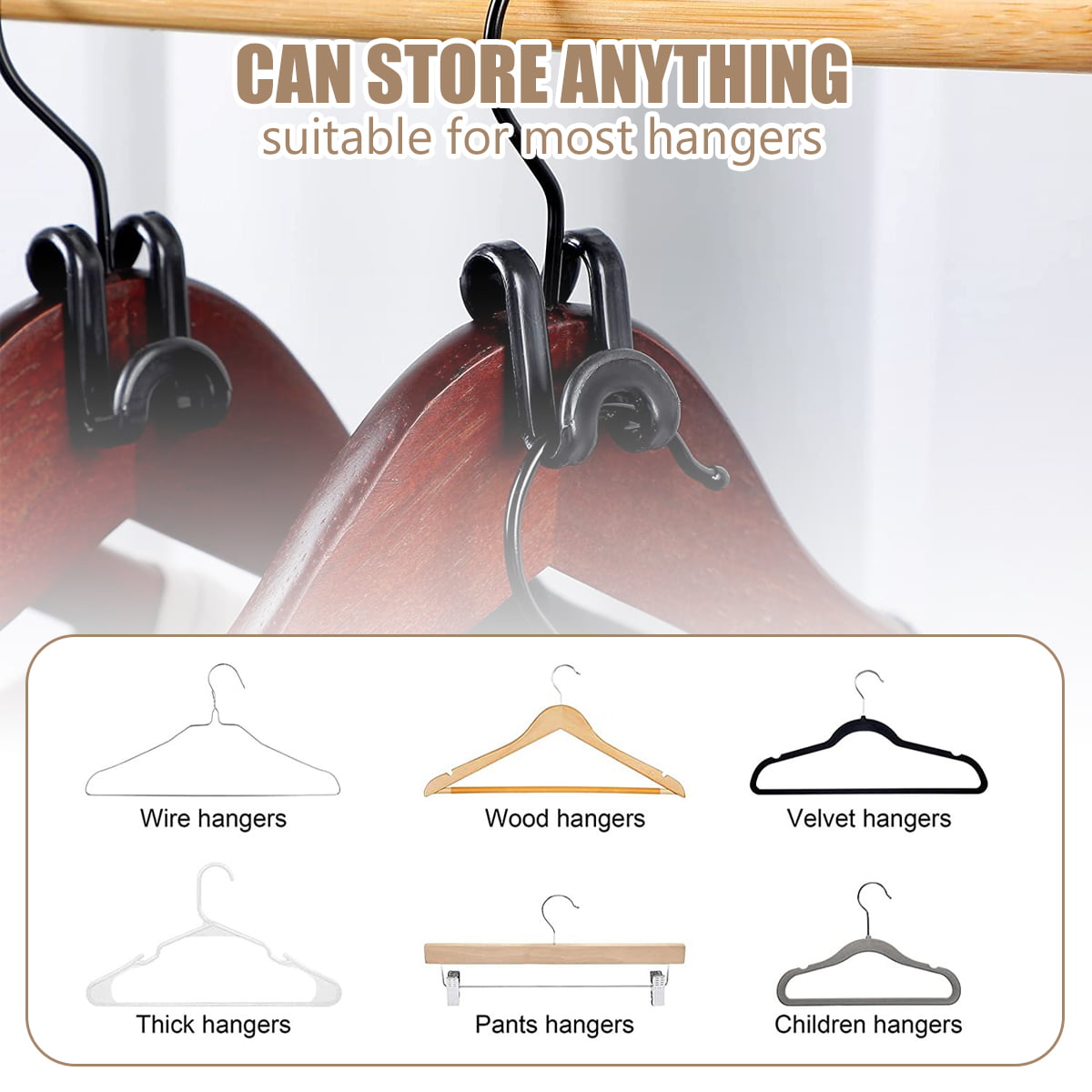 Extra Large Black Plastic Clothes Hanger With Cascading Multi Hook-48cm