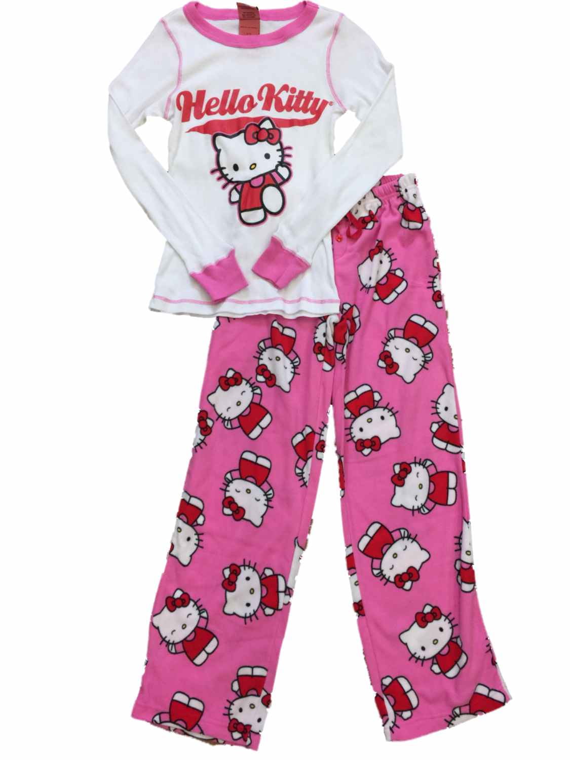  Hello  Kitty  Womens Hello  Kitty  Cat Fleece Pajamas  Pink 