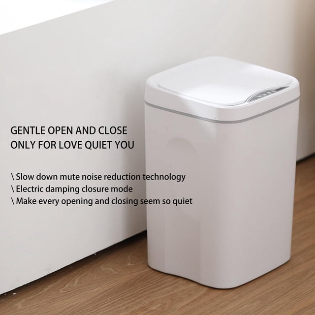 Cubo de basura de inducción inteligente de , con tapa Cubo de basura sin contacto Cubo de basura Cubo de basura doméstico Cubo de basura eléctrico Blanco Baoblaze bote de basura
