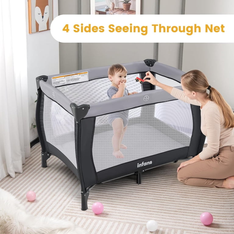 INFANS 4-in-1 Pack and Play with Bassinet & Mosquito Net photo 8