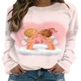 thumbnail image 1 of PENGXIANG Femmes Saint-Valentin Pull-Over Sweat-Shirts Coeur Lettre Imprimé Manches Longues Col Rond Tops Blanc Rose Coeur L, 1 of 4
