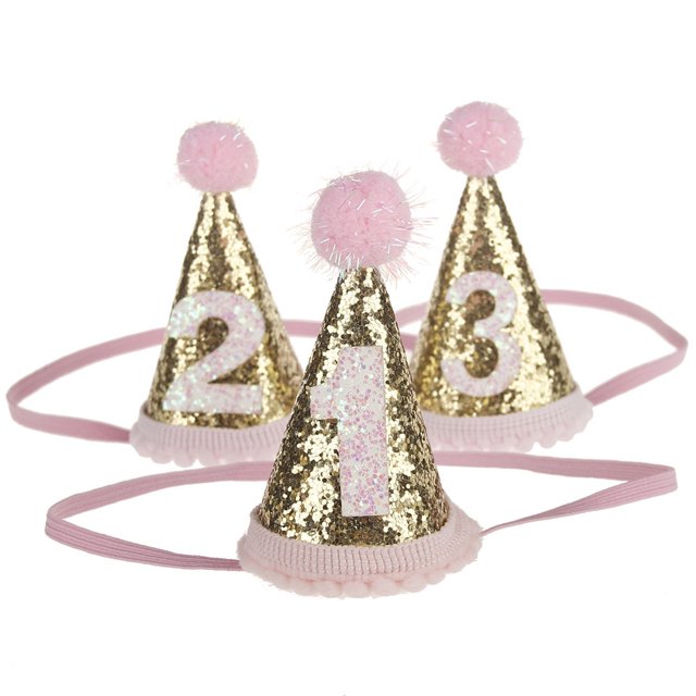 Hermosa diadema con sombrero brillante para obsequios de fiesta de festival, 3 piezas