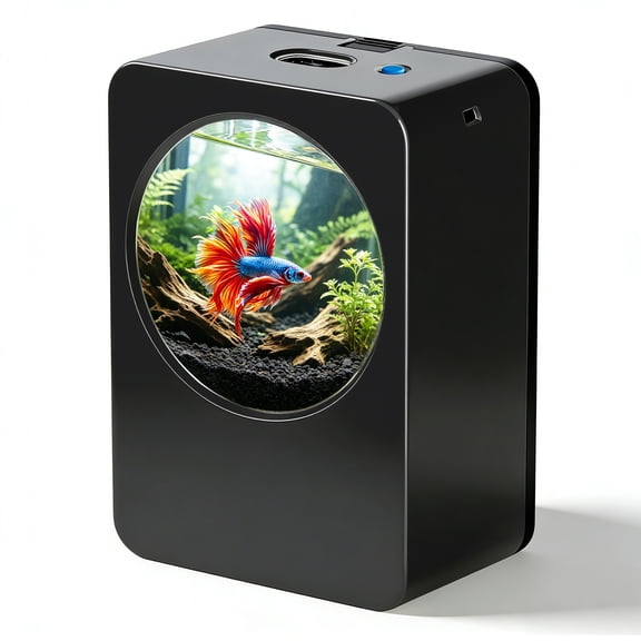 Betta Fish Tank, 0.3 Gallon mini Desktop Fish Tank, Aquarium Starter Kits small fish tank with 8-Color LED & Filter, Desktop Nano Aquarium for Guppy,Shrimp and Goldfish