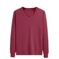 thumbnail image 2 of Ynynloco Men's V Neck Sweater Pullover Regular Fit Pure Cotton Solid Color Long Sleeve Lightweight Knit Casual Smart Layering, 2 of 2