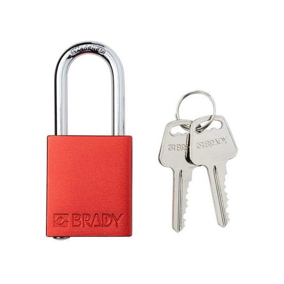 Padlock, Keyed Different, Aluminum, Red, 1 1/2 in Shackle Height, 1 1/2 in Body Width