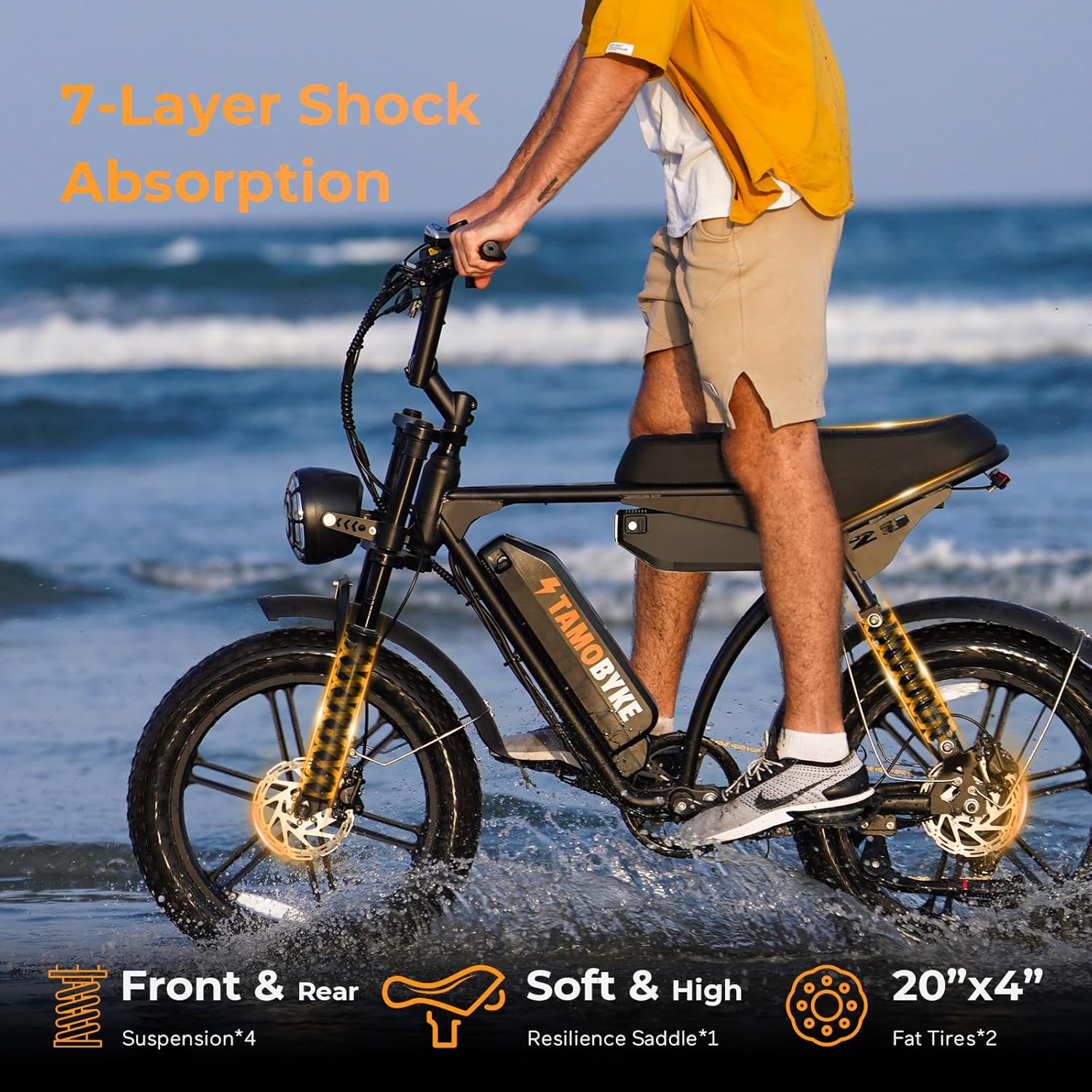 Tamobyke V29Pro Peak 2000W Electric Bike,20" Fat Tire E-Mountain Bikes, 48V 31.2Ah 32mph Ebike for Adults Full Suspension UL2849