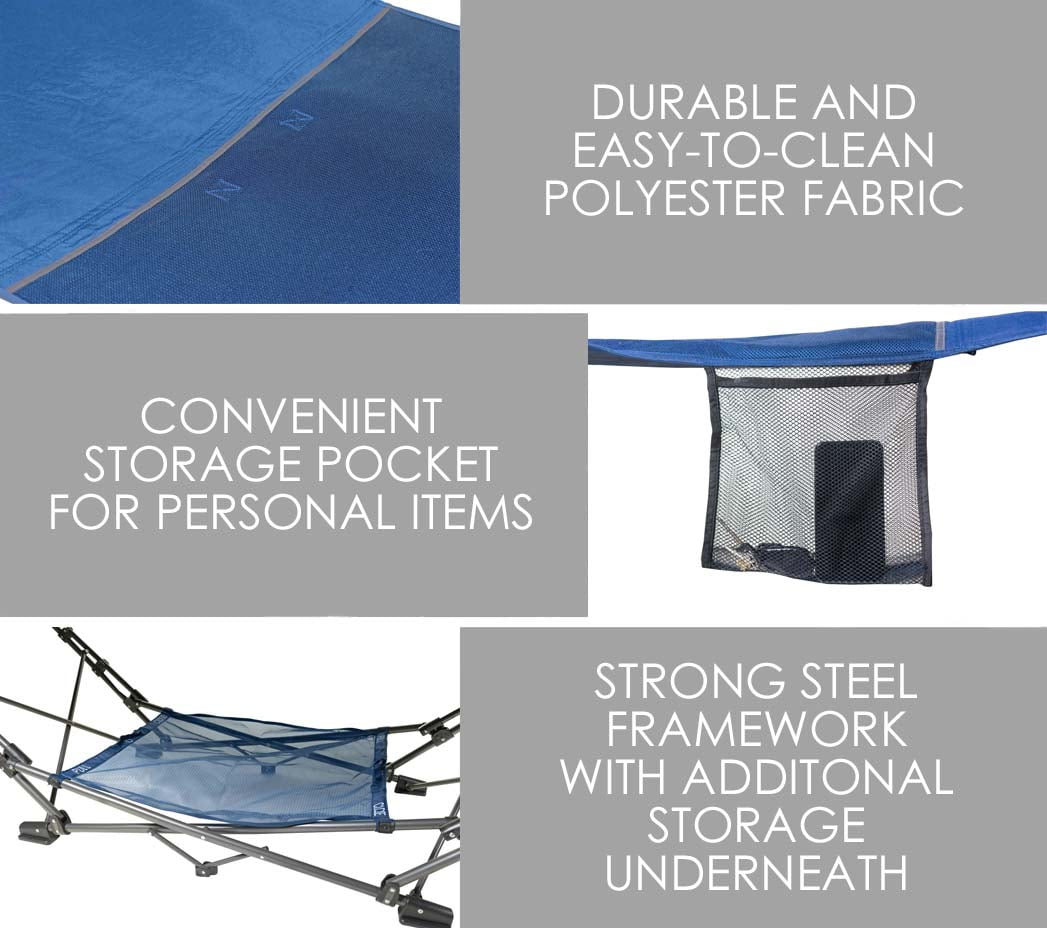Zenithen (#OC582S-BD) Full-Sized Portable Folding Out/Indoor Hammock, Blue