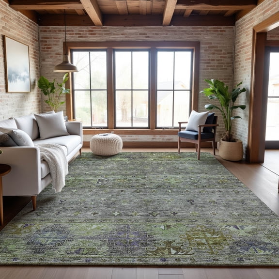 Addison Rugs Mayfield Premium Machine Washable Transitional Global Sage Rectangle Rug, 8' x 10'