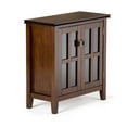 thumbnail image 1 of SIMPLIHOME Artisan Armoire de Rangement Basse Contemporaine en Bois Massif de 30 Pouces de Large, Brun Roux, avec 2 Portes en Verre Trempé, 2 Tablettes Ajustables, 1 of 2