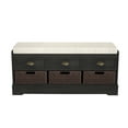 thumbnail image 1 of Storage Bench Entryway Bench No Assembly Required Shoe Bench with Removable Cushion, Wooden Shoe Stool Organizer Storage Bench with 3 Drawers and 3 Rattan Baskets - Black, 1 of 8