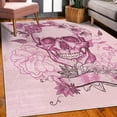 thumbnail image 3 of Grunge Decorative Rug, Skull and Flowers Day of the Dead Mexican Traditional Celebration Symbolic Art, Quality Carpet for Bedroom Dorm and Living Room, 6 Sizes, Pale Pink, by Ambesonne, 3 of 4
