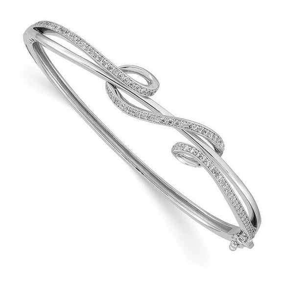 Primal Silver Sterling Silver Cubic Zirconia Polished Hinged Bangle