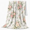 thumbnail image 2 of Soft Pink Rose Bouquets With Green Foliage, Cozy Flannel Blanket with Romantic Floral Watercolor Print, Housewarming Gift for Rose Garden Enthusiasts, Home Decor for Bedroom and Living Room, 2 of 7