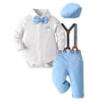 thumbnail image 5 of OSOLU Toddler Baby Boys Clothes Suits Gentleman Long Sleeve Dress Shirts And Suspenders Pants With Hat 3 Piece Set 3-24M Comfy Outfit, 5 of 9