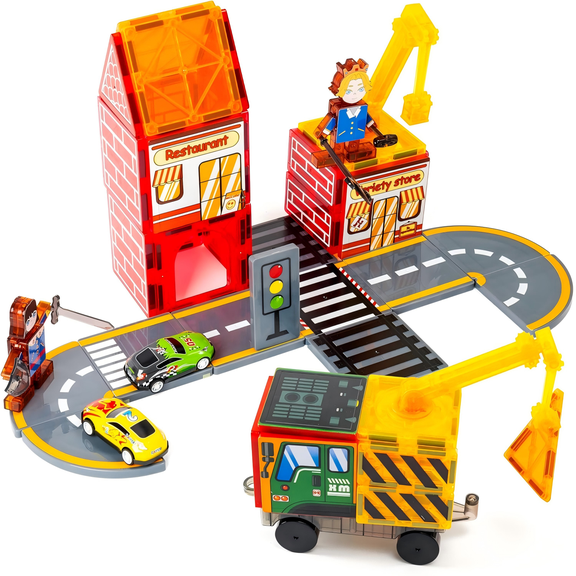 Magnetic Road Toys, Magnet Building Blocks for Interactive Sensory Play Toys