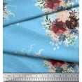 thumbnail image 3 of Soimoi Blue Georgette Viscose Fabric Leaves & Peony Floral Print Print Sewing Fabric By the Yard 44 Inch Wide, 3 of 3