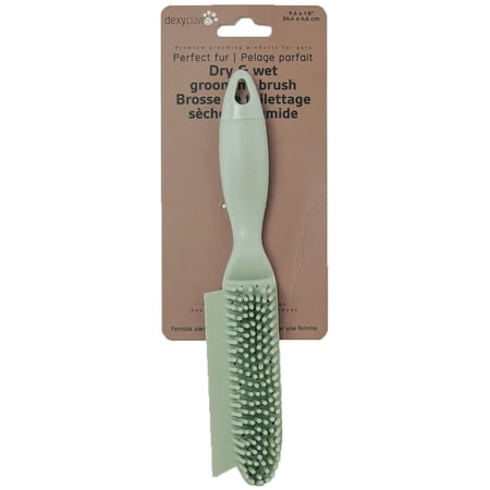 Dexypaws: Pet Dry & Wet Grooming Brush - Sage Green, Dog & Cat Grooming Tool, Coat Maintenance, Remove Fur-Hair-Dirt, Detangle, Soft Rubber Bristles