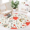 thumbnail image 1 of Ocean Beach Area Rugs sea Crabs Rainbows Doodle Style Marine Animal Round Boho Area Rug Linen Carpet Playmat Washable Hallway Runner Mat for Nursery Kid Room Bedroom Decoration Children Gift 4ft, 1 of 5