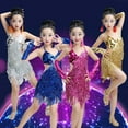 thumbnail image 4 of Teen Latin Dance Dresses for Girls Tassel Salsa Dancewear Tango Sequin Dress Girls Flapper Dress + Sleeves 10-11, 4 of 4