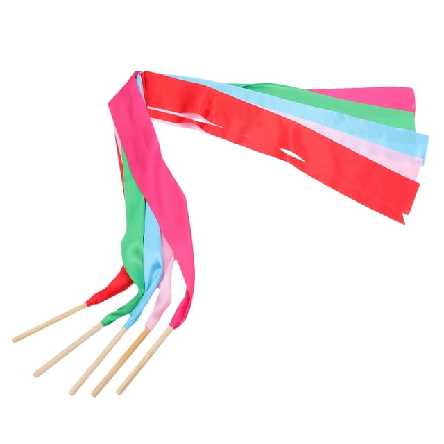 KAKOWELY 5Pcs Dance Ribbons Gymnastic Ribbon Wand Dancing Streamer Ribbons Gymnastic Training Ribbons,59.06X"X3.94"X0.59"