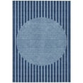 thumbnail image 2 of 8' X 10' Navy Blue And Gray Striped Washable Indoor Outdoor Area Rug, 2 of 5
