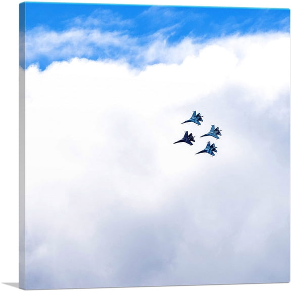 ARTCANVAS Fighter Jet Plane Aircrafts in Formation Canvas Art Print - Size: 12" x 12" (0.75" Deep)