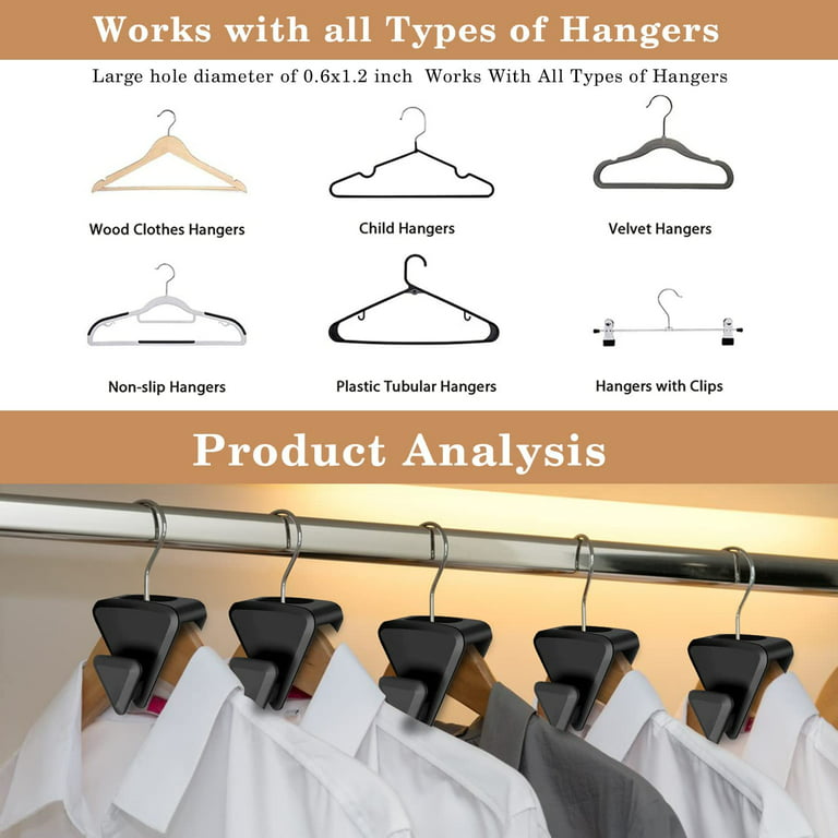 Space Triangles Hanger Hooks,18 Pcs Cascade Hangers to Create Up to 3X More Closet Space, Easy to Use Slip-Over Design, Organize Shirts, Pants