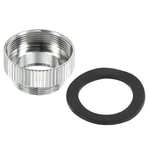 Uxcell M22*1.0 Male to M26*1.0 Female Thread Aerator Adapter Faucet Pipe Fitting, Silver