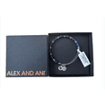 thumbnail image 2 of Alex Ani Silver Finish Peace Beaded Navy Bracelet New with Tag and Box, 2 of 3