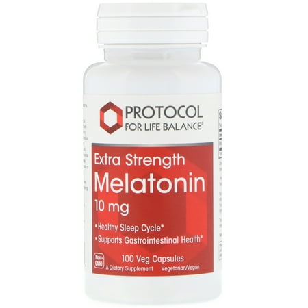 Regulatory Domain - Protocol For Life Balance - Melatonin 10 mg Extra Strength - Supports Gastrointestinal Health, Healthy Sleep Cycle, and Regulatory Processes - 100 Veg Capsules