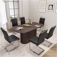 thumbnail image 4 of JERFIT 6-Piece Industrial Modern Dining Set with MDF Table and PU Leather Chairs, Black and Brown Kitchen Table Set for 6, 4 of 10