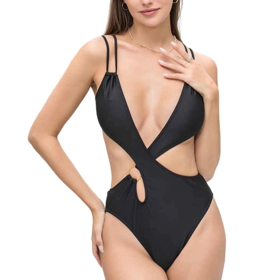 Summer Swim Suits,Women's Halter Bathing Suit Cut Out Backless Monokini Swimsuits One Piece