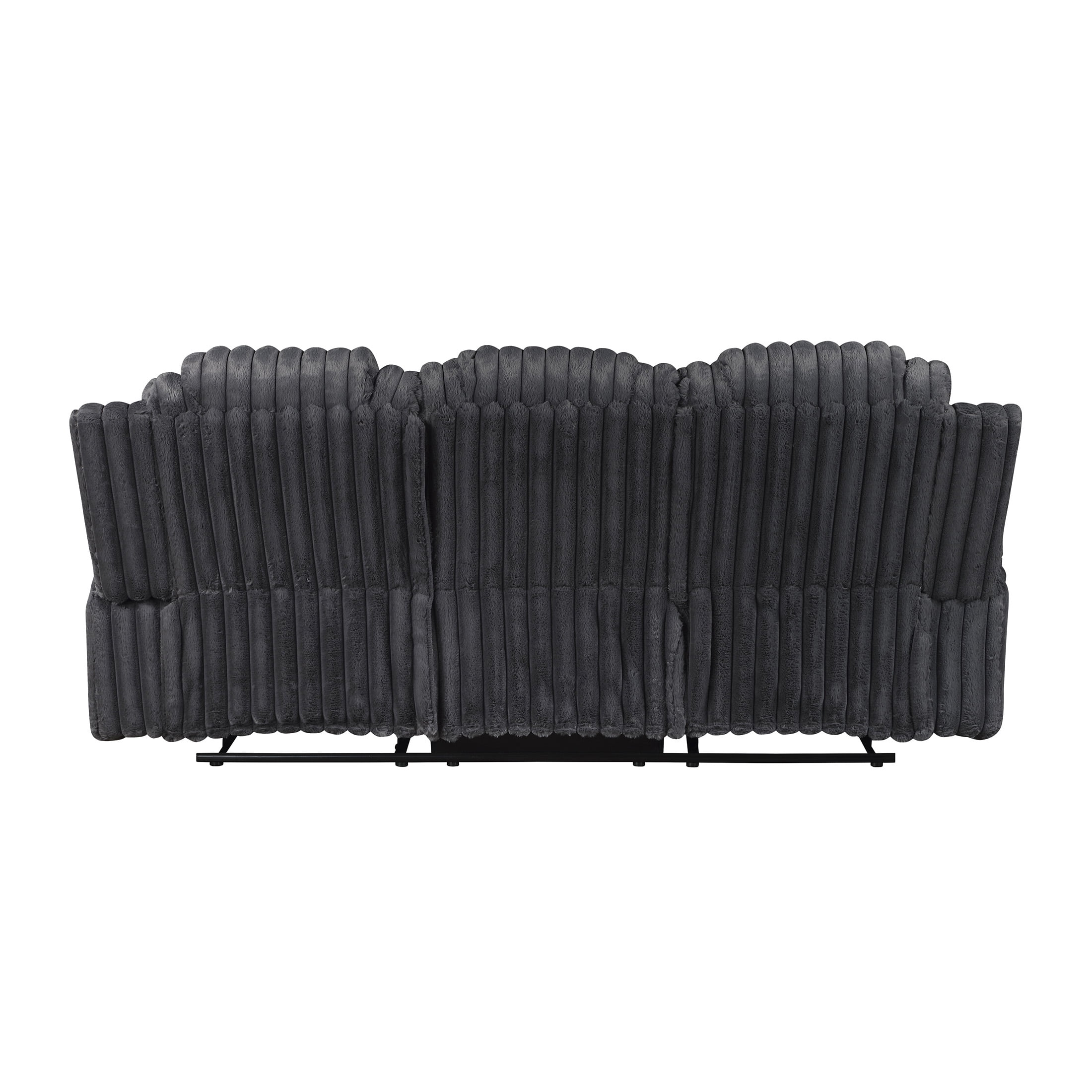 OakvillePark Lumora Corduroy Manual Double Reclining Sofa with Cup Holders, Dark Gray