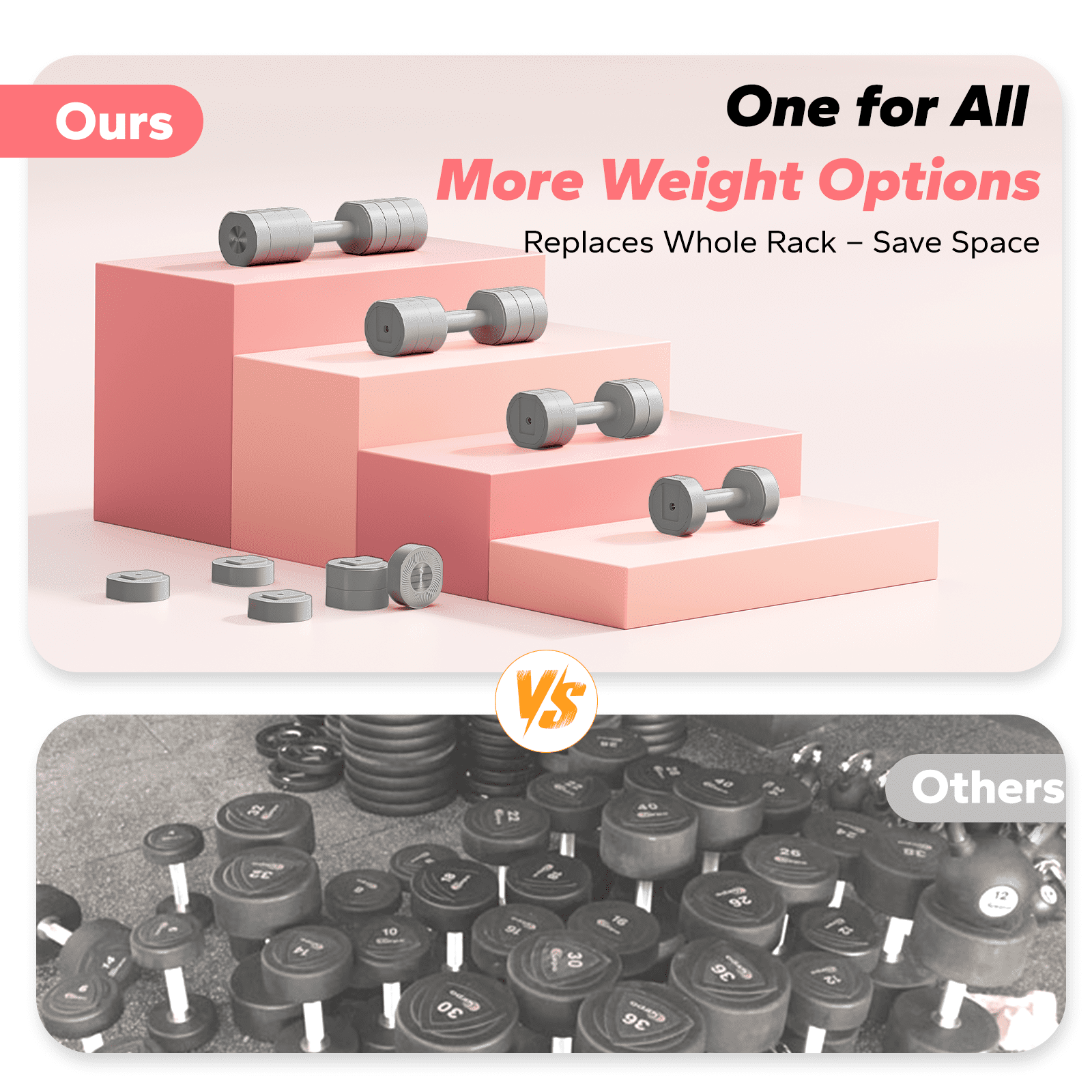 MERACH Adjustable Dumbbell Set, 4 in 1 Free Hand Weights for Women, Home Gym, 8.8 lbs, Set of 2