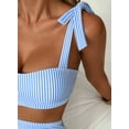 thumbnail image 5 of SHEWIN Swimsuit Women Striped Bikinis Sets Shoulder Strap Knot Two Piece Bathing Suits High Waisted Tummy Control Full Coverage Swimwear, 5 of 9