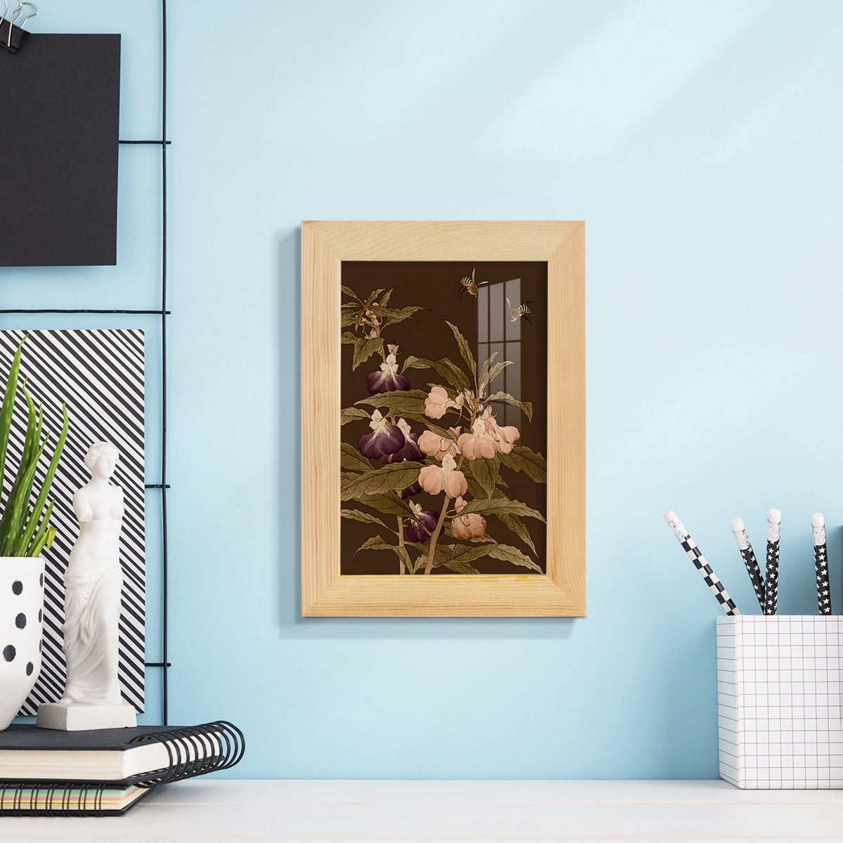 Asian Brocade IV - Framed Print w/glass - Natural Wood