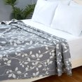 thumbnail image 6 of Haperlare Muslin Blanket King Size Soft Leaf Pattern Cotton Quilted Polyester Filling Bed Blankets Home Decoration for Adults Unisex, Gray, 104" x 90", 6 of 7