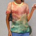 thumbnail image 6 of Purple Blue And Gold Wave Women's Short Sleeve T-Shirt Crew Neck Casual Summer Trendy Loose Fit Tops, 6 of 6