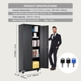 thumbnail image 6 of KFFKFF Mobile Metal Storage Unit, 75 in Secured Cabinet with 4 Customizable Shelves & 2 Magnetized Doors, 200 lbs Load per Shelf, Metallic Cabinet with Trio of Keys for Domestic, Garage Use, Black, 6 of 9