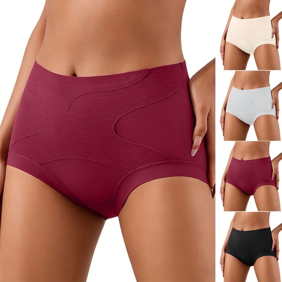 ABSUYY Womens Red Seamless Boyshort Panties, Mid Rise Tummy Smoothing No Roll Light Control Shaping Underwear,Size 2XL