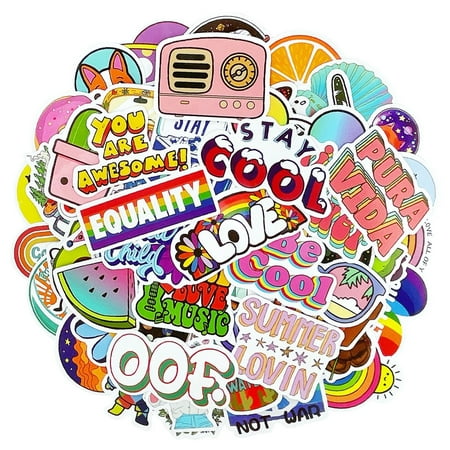 Wrapables Waterproof Vinyl Stickers for Water Bottles, Laptop, Phones, Skateboards, Decals for Teens, 100pcs, Be Cool