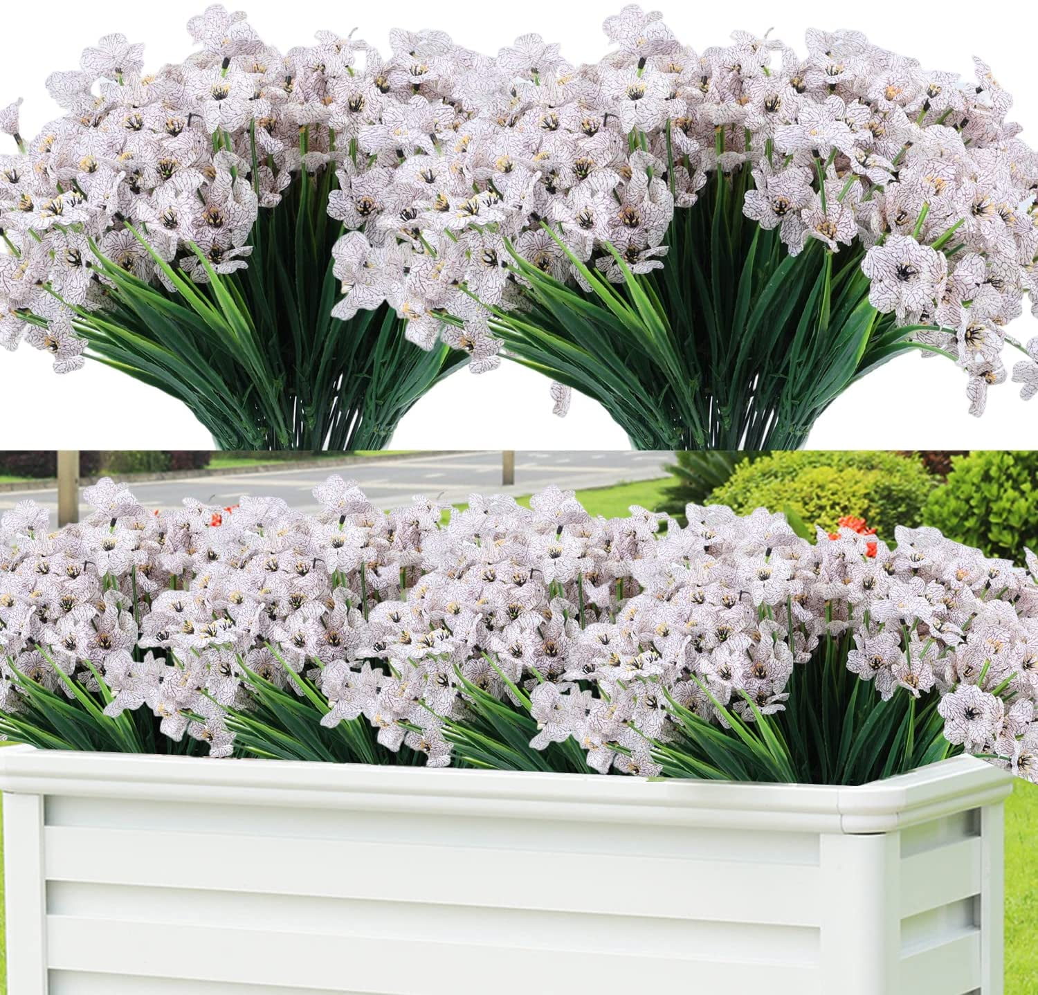 GRNSHTS 24 Pcs Artificial Flowers for Outdoor,Plastic Flowers