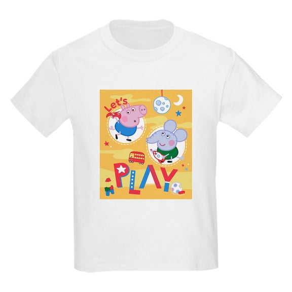 CafePress - Peppa Pig: Let's Play Kids T Shirt - Light Classic Kids Graphic, Short Sleeve T-Shirt, Sizes XS-XL