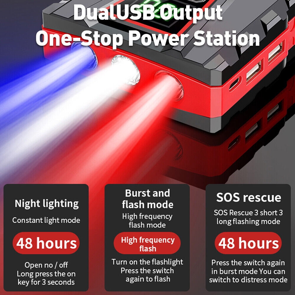 Portable Car Jump Starter 5000A Peak 99800mAh Battery Jump Starter(for All Gas or Diesel Engine) Charger Booster Powerbank Car, Portable Power Bank Charger with LED Light Powerful