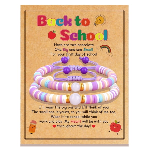 2PCS First Day of School Bracelet for Daughter Granddaughter, Mother-Daughter Bracelet Back to School Gift