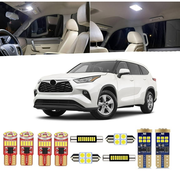 14pcs For Highlander interior LED Lights Kit for Toyota Highlander 2020 2021 2022 2023 2024 LED Dome Trunk Vanity Mirror Light  License Plate